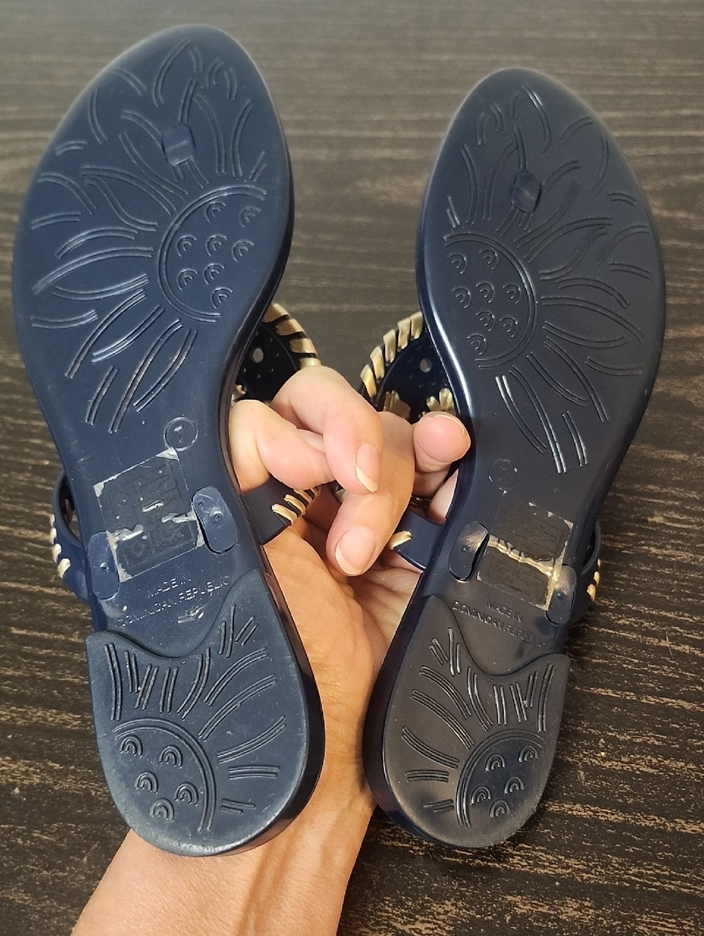 Jack Rogers Georgica Navy And Gold Sandals Size 7 - Picture 3 of 4